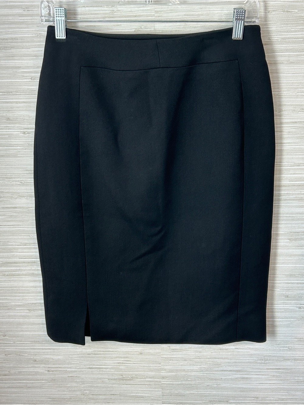 Ralph Rucci Black Silk Wool Blend Pencil Skirt Size 6 Made in USA Designer Slit